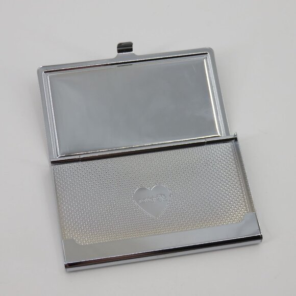 Brighton Red Croco Leather LOVE Heart Credit Business Card Case Silver Metal - Picture 3 of 7